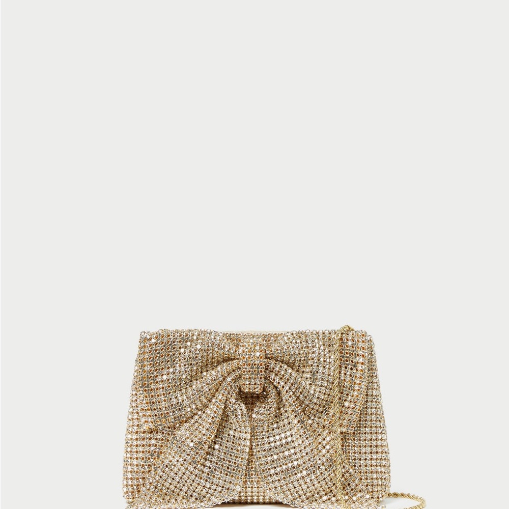 Jolene Gold Diamanté Bow Clutch